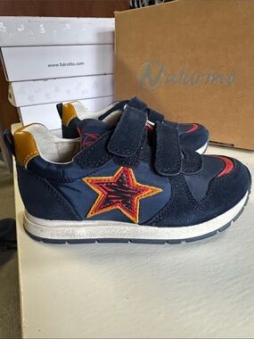 Naturino Navy Sneaker with Yellow and Red Star Detail